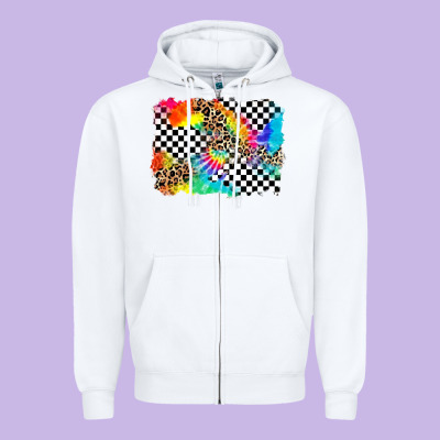Race Leopard Tie Dye Background Zipper Hoodie Designed By Zillion Design Studio