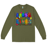 Army Green color outside the lines autism awareness Long Sleeve Tee - Zillion Design Studio