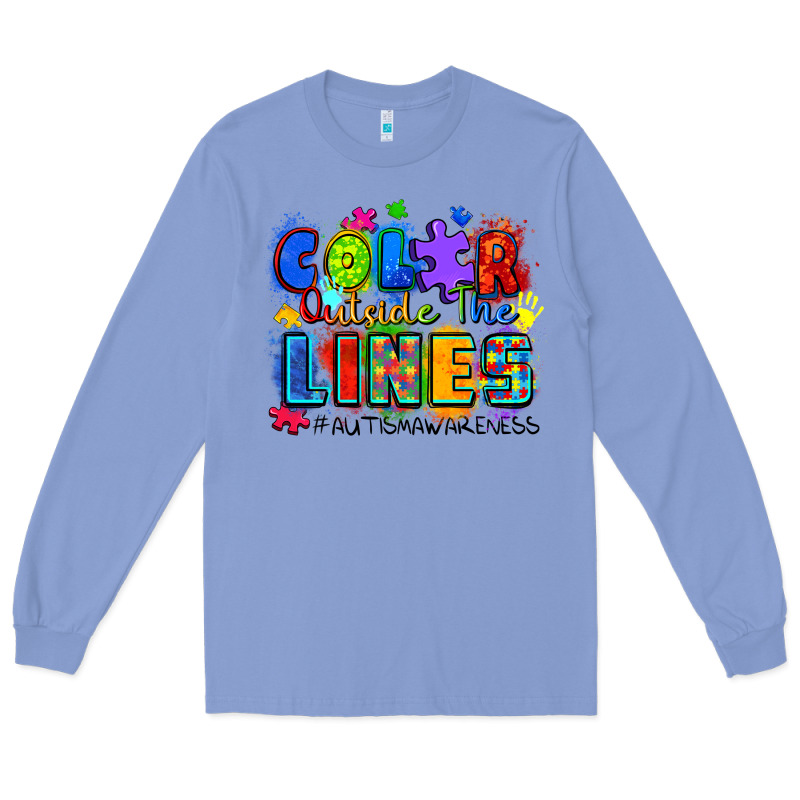 Color Outside The Lines Autism Awareness Long Sleeve Tee by Zillion Design Studio | Teevron