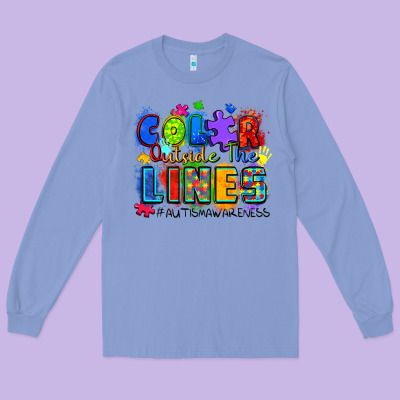 Color Outside The Lines Autism Awareness Long Sleeve Tee Designed By Zillion Design Studio