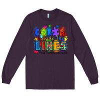 Plum color outside the lines autism awareness Long Sleeve Tee - Zillion Design Studio