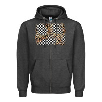Charcoal Heather race leopard background Zipper Hoodie - Zillion Design Studio