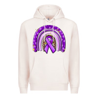 Pale Pink awerenes ribbon  rainbow Premium Hoodie - MaliasSmallBusiness