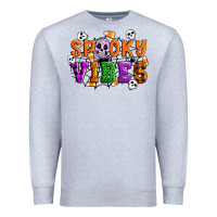 Heather Grey Spooky vibes Premium Sweatshirt - Artiststas