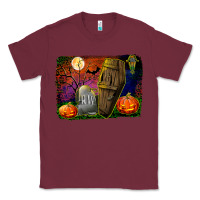 Burgundy headstone and coffin background Classic Tee - BundleAndBundleShop