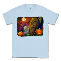 Dusty Blue headstone and coffin background Classic Tee - BundleAndBundleShop