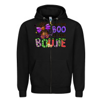 Black I Put The Boo In The Boujie Messy Bun Zipper Hoodie - texasbilliewilder