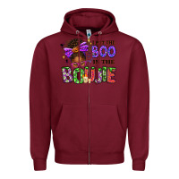 Burgundy I Put The Boo In The Boujie Messy Bun Zipper Hoodie - texasbilliewilder