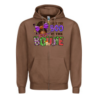 Chestnut I Put The Boo In The Boujie Messy Bun Zipper Hoodie - texasbilliewilder