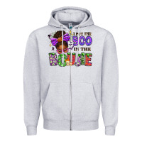 Heather Grey I Put The Boo In The Boujie Messy Bun Zipper Hoodie - texasbilliewilder
