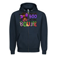 Navy I Put The Boo In The Boujie Messy Bun Zipper Hoodie - texasbilliewilder