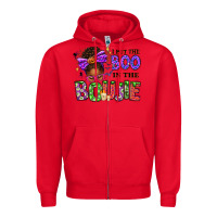 Red I Put The Boo In The Boujie Messy Bun Zipper Hoodie - texasbilliewilder