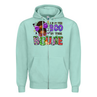 Seafoam I Put The Boo In The Boujie Messy Bun Zipper Hoodie - texasbilliewilder