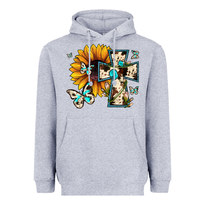 Cross With Sunflower Heavyweight Hoodie by JahusDesignShop | Teevron