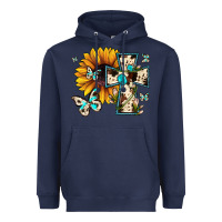 Navy cross with sunflower Heavyweight Hoodie - JahusDesignShop