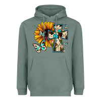 Sage cross with sunflower Heavyweight Hoodie - JahusDesignShop