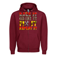 Burgundy race it great it fix it repeat it Zipper Hoodie - Zillion Design Studio