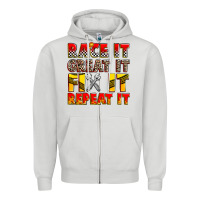 Dove Grey race it great it fix it repeat it Zipper Hoodie - Zillion Design Studio