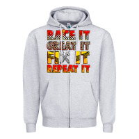 Heather Grey race it great it fix it repeat it Zipper Hoodie - Zillion Design Studio