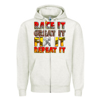 Oatmeal Heather race it great it fix it repeat it Zipper Hoodie - Zillion Design Studio