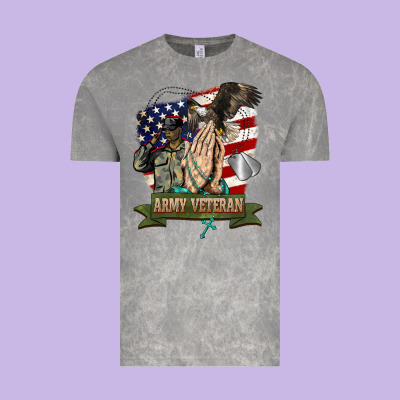 Army Veteran  Pray Vintage Tee Designed By Barkaloodesign