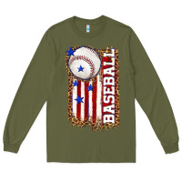 Army Green baseball american flag Long Sleeve Tee - texasbilliewilder