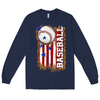Navy baseball american flag Long Sleeve Tee - texasbilliewilder