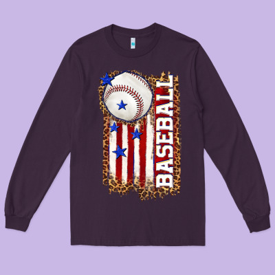 Long Sleeve Tee baseball american flag