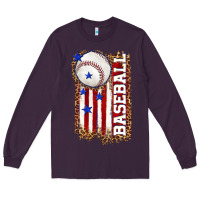 Plum baseball american flag Long Sleeve Tee - texasbilliewilder