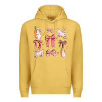 Antique Gold pink ribbons with rabbits Premium Hoodie - MaliasSmallBusiness