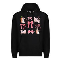 Black pink ribbons with rabbits Premium Hoodie - MaliasSmallBusiness