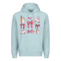 Blue Mist pink ribbons with rabbits Premium Hoodie - MaliasSmallBusiness