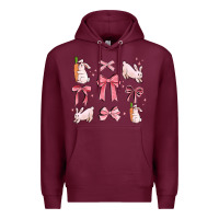 Burgundy pink ribbons with rabbits Premium Hoodie - MaliasSmallBusiness