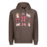 Coffee pink ribbons with rabbits Premium Hoodie - MaliasSmallBusiness