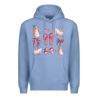 Colony Blue pink ribbons with rabbits Premium Hoodie - MaliasSmallBusiness