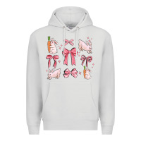 Dove Grey pink ribbons with rabbits Premium Hoodie - MaliasSmallBusiness