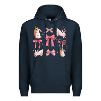 Navy pink ribbons with rabbits Premium Hoodie - MaliasSmallBusiness