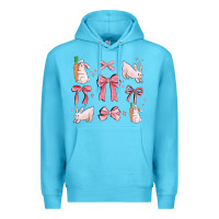 Ocean Blue pink ribbons with rabbits Premium Hoodie - MaliasSmallBusiness