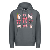 Rock pink ribbons with rabbits Premium Hoodie - MaliasSmallBusiness