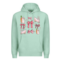 Seafoam pink ribbons with rabbits Premium Hoodie - MaliasSmallBusiness