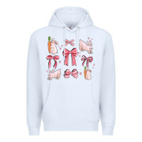 White pink ribbons with rabbits Premium Hoodie - MaliasSmallBusiness