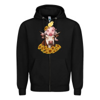 Black cow with pig and chick Zipper Hoodie - RanaPortraitStore