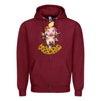 Burgundy cow with pig and chick Zipper Hoodie - RanaPortraitStore