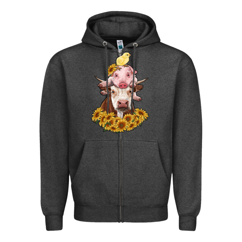 Cow With Pig And Chick Zipper Hoodie by RanaPortraitStore | Teevron