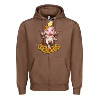 Chestnut cow with pig and chick Zipper Hoodie - RanaPortraitStore