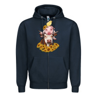 Navy cow with pig and chick Zipper Hoodie - RanaPortraitStore