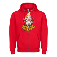 Red cow with pig and chick Zipper Hoodie - RanaPortraitStore