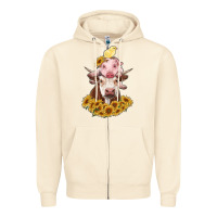Sandshell cow with pig and chick Zipper Hoodie - RanaPortraitStore