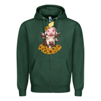Sports Green cow with pig and chick Zipper Hoodie - RanaPortraitStore