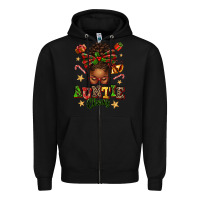 Black Auntie Claus Afro Messy Bun Zipper Hoodie - texasbilliewilder